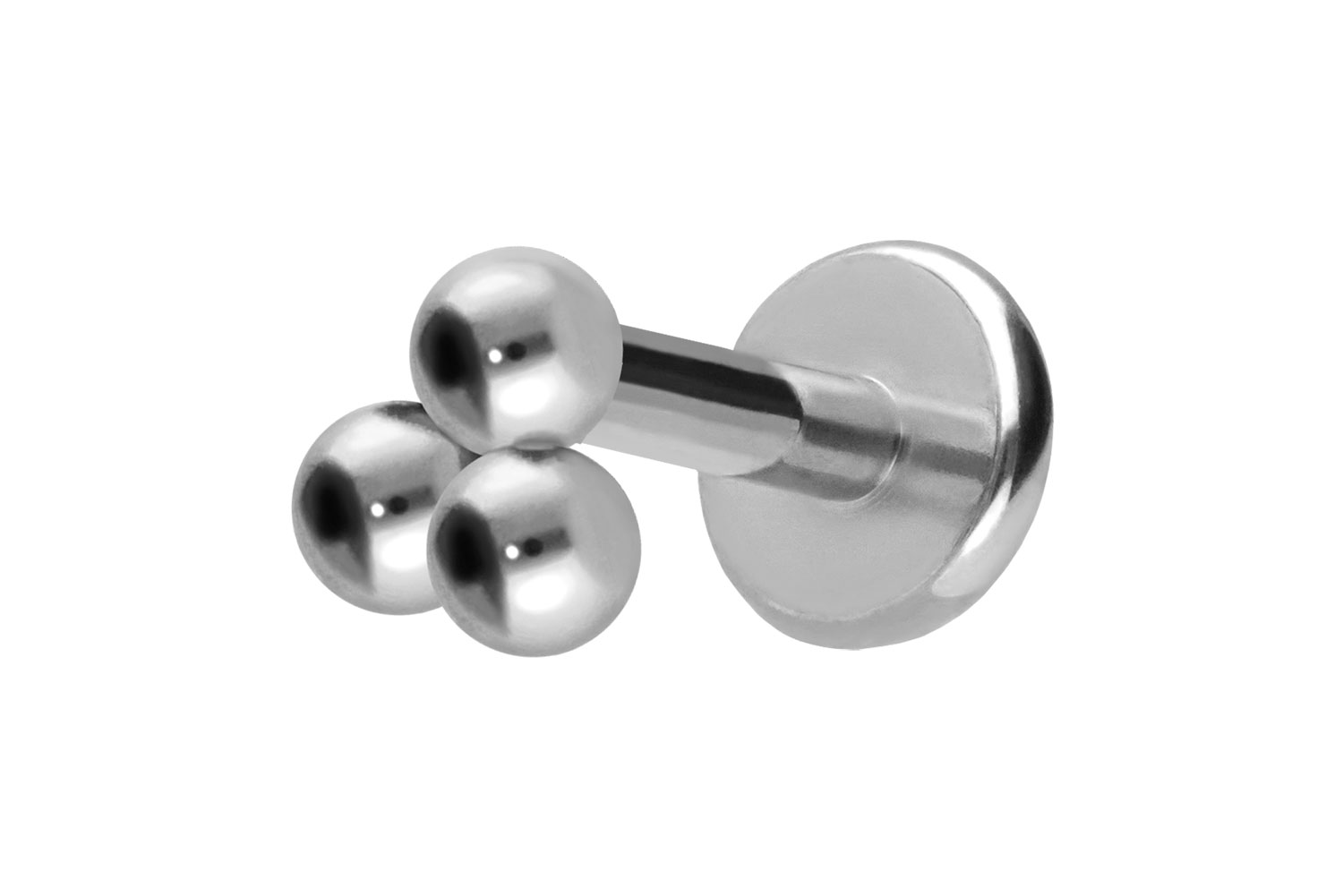 Titan Labret Piercing mit Push Fit 3 KUGELN